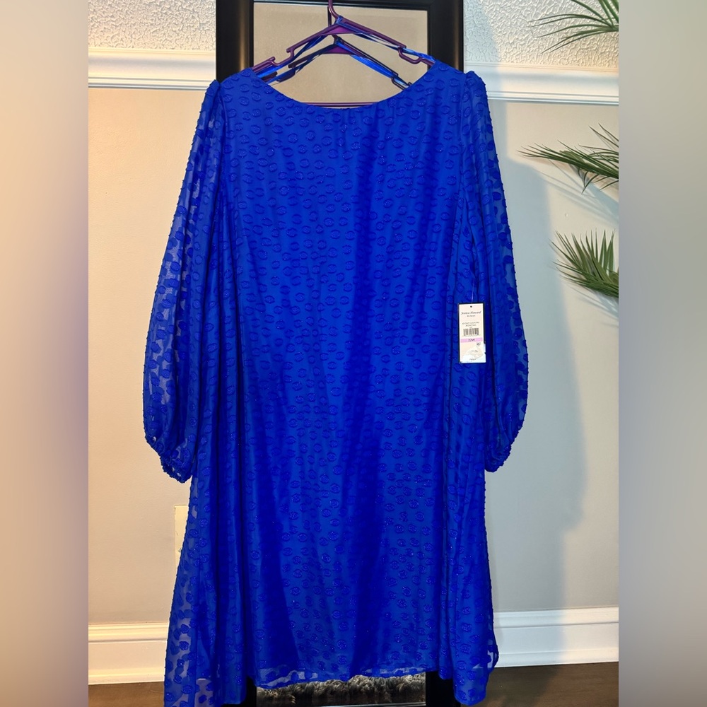 Jessica Howard Women’s Plus Bright Blue Textured Midi Dress 22W NWT